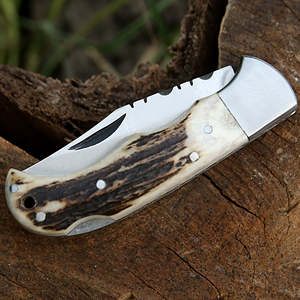 Cuchillo Plegable de Supervivencia para Camping, Hecho a Mano con Acero de Damasco, con Funda de Cuero, Personalizable OEM, Grado Industrial - Product Image 3