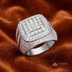 Anillo de Moissanita en Tono Plateado para Hombre, Joyería de Lujo Estilo Hip Hop, Chapado en Oro, Regalo de Aniversario - Product Image 2