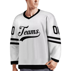 Maillots de hockey personnalisés unisexes blancs toutes saisons, impression par sublimation, qualité professionnelle, épaules tombantes, manches longues, respirants, séchage rapide - Product Image 6
