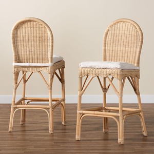 Chaise haute en rotin tressé, en promotion, pour comptoir de bar, îlot de cuisine moderne, qualité supérieure - Product Image 1
