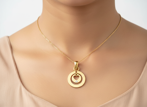 14k Gold Heart Pendant VVS1 Lab Diamond Necklace Manufacturer Custom Modern Concentric <b>Circle</b> Jewelry for Women - Product Image 2