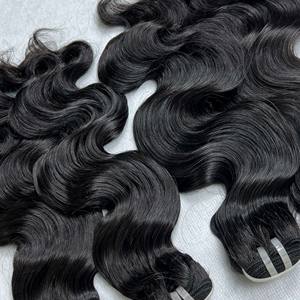 40 Pcs Qhair Vietnamien Doux Haute Qualité Cheveux Bruts Noir Corps Vague Trame Machine Double Tiré Faisceau De Qhair - Product Image 6