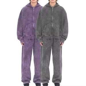 Conjunto de Sudadera con Capucha y Pantalones para Hombre, Color Sólido, Ecológico, Transpirable, de Secado Rápido, Forro Polar Sin Costuras, Estilo Urbano - Product Image 4