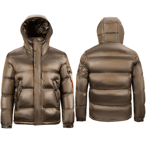 Men's Green Hooded Puffer Jacket Windproof Zipper Closure Casual <b>Winter</b> <b>Coat</b> Regular Length <b>Thick</b> Down Filled Polyester Shell - Product Image 5