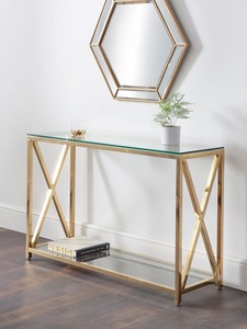 Table console industrielle moderne en acier avec plateau spacieux pour appartement, chambre, salle à manger, salon, ou comme table de présentation - Product Image 5