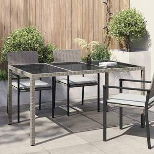 Tavolo da pranzo da giardino in polyrattan da 59,1 x 35,4 x 29,5 pollici, colore grigio - Product Image 1
