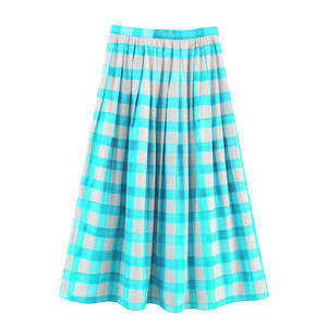 Womens 100% Polyester Plaid Knee-Length A-Line <b>Skirt</b> Pakistan Made Yarn Dyed Spring Breathable Comfortable Custom Logo Casual - Product Image 4