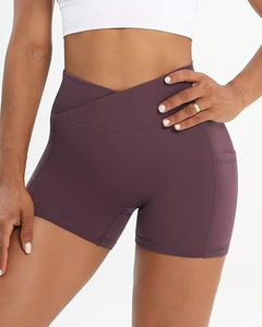 Women's High Quality Breathable Quick Dry Polyester/Cotton Blend High Waist <b>Yoga</b> <b>Shorts</b> New Summer Sport Casual Drawstring - Product Image 3