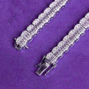Baguette Tennis <b>Chain</b> Necklace VVS Moissanite <b>Diamond</b> Hip Hop Luxury Statement Jewelry for <b>Men</b> Unisex Premium Style Accessory - Product Image 3