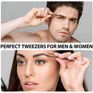 Kit de Pinzas para Extensión de Cejas de Acero Inoxidable Alemán con Punta Inclinada y Recubrimiento Negro para Manicura y Belleza - Product Image 5