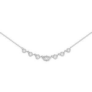 14K 18K <b>Solid</b> Gold Mixed Shape Inline Classic <b>Necklace</b> For Women's Lab Grown Diamond Pendant Spiky Prong 10k Custom Wholesale - Product Image 4