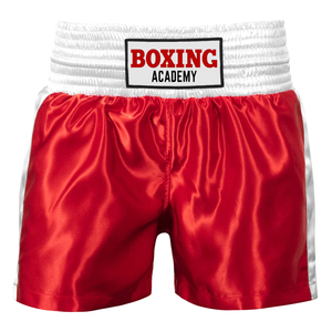 <b>Red</b> White Color Breathable Customized Boxing Shorts Knee Length High Elastic Waist Lightweight Men's Kickboxing Shorts - Product Image 6
