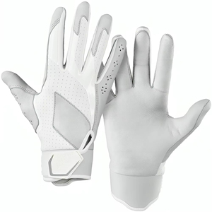 Gants de baseball en cuir blanc à doigts entiers pour droitier, respirants, avec fermeture auto-agrippante, pour adulte, toutes saisons - Product Image 3