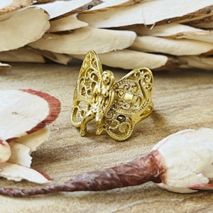 Unique Design Latest Butterfly <b>Rings</b> Boho Brass Jewelry Women 18k Gold Plated Filigree Angel Fairy Band <b>Ring</b> Wholesale/OEM/ODM - Product Image 4