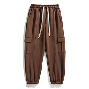 Pantalon de jogging cargo tricoté pour homme, couleur unie, taille mi-haute, taille élastique, coupe décontractée, coupe-vent, respirant, grandes poches, coupe ajustée à la cheville - Product Image 6