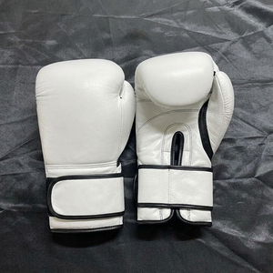 White Leather Boxing Gloves with <b>Velcro</b> Closure for Adults Training Gear - Product Image 1