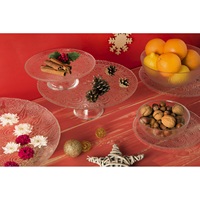 Support à gâteau rond réutilisable Excelsa Arabesque en verre transparent 31 cm, lavage à la main uniquement, fabriqué en Turquie