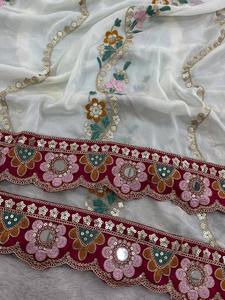Sari indien ethnique de créateur, orné de paillettes, pour toutes les occasions spéciales et les événements, tenue tendance pour femmes. - Product Image 4