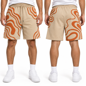 Distressed Puff Printed <b>Shorts</b> <b>Y2K</b> Streetwear Cotton Raw Hem Graphic Motif OEM Drawstring Waist Summer Clothing Retail Packaging - Product Image 6