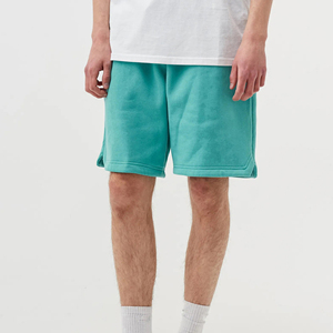 Shorts en coton uni bleu sarcelle pour homme, taille mi-haute, avec cordon de serrage, décontractés, respirants, tricotés - Product Image 2