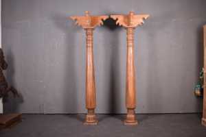 Columna Decorativa Tallada a Mano en Madera de Teca Sólida de Estilo Indio Vintage para Proyectos de Templos, Villas y Hoteles |   Mix Match 1 Contenedor - Product Image 2