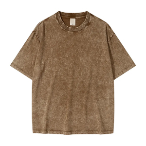 T-shirts Homme Personnalisés Imprimés Délavés Effet Vieilli Coton Lourd 100% Coupe Boxy Col Rond Décontracté Style Jersey - Product Image 5