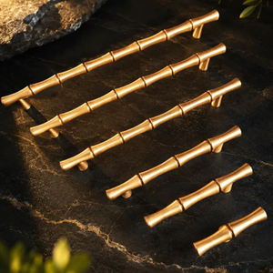 Brass Cabinet <b>Pull</b> Solid Brass Bamboo <b>Drawer</b> Handle Door Handle Antique <b>Gold</b> Color Superior Design Door Handle - Product Image 3