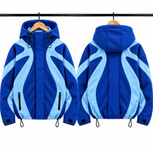 เสื้อฮู้ดซิปสีดำขาว คัลเลอร์บล็อก แขนยาว สไตล์ลำลอง สตรีทแวร์ ผ้าฝ้าย 100% พิมพ์ลายดิจิทัล สำหรับฤดูใบไม้ร่วง - Product Image 6