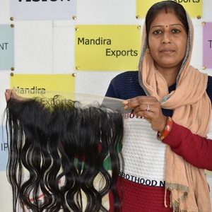 Cheveux humains indiens vierges Remy à cuticules alignées, ondulés, double trame, pour frontal 13*6, 100g - Product Image 6