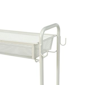 Chariot de rangement de salle de bain à 3 niveaux, fin et mobile, avec crochets, en métal blanc et fer - Product Image 5