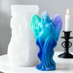 Angel Girl Candle Body Girl Gypsum <b>Cement</b> Candle Silicone <b>Mold</b> - Product Image 4