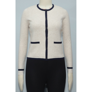 Women's Knitted <b>Cardigan</b> With Contrast Collar Full Sleeve Solid Color Button Front Top Classic Autumn Style - Product Image 3