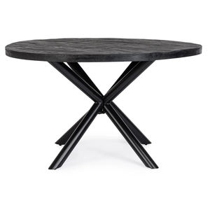 Mesa de Comedor Plegable de 4 Plazas con Base de Tubo Metálico Industrial Moderno, Superficie de Madera de Mango Sólida Texturizada con Acabado Oscuro Intenso - Product Image 2