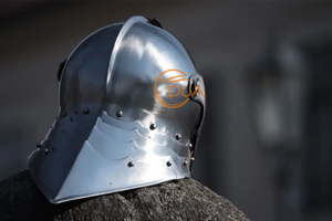 Auténtico Casco Sallet Alemán Medieval del Siglo XV, Armadura de Caballero Gótico Plateada y Pulida para Halloween/Navidad - Product Image 3