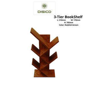 DISICO ชั้นวางหนังสือไม้ 3 ชั้น สีน้ำตาลแดง ดีไซน์ทันสมัย เฟอร์นิเจอร์สำนักงานที่บ้านแบบตั้งพื้น - Product Image 1