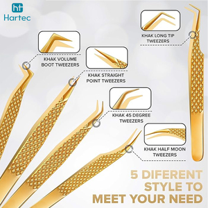 Gold-Plated High-Precision Premium Quality Wholesale Rate Stainless Steel Good Supplier Eyelash Extension and Volume Tweezers - Product Image 6