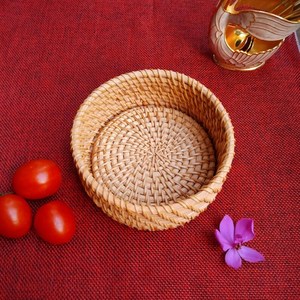 Panier rond en bambou tressé avec couvercle, style chinois traditionnel, plat de service, couleur unie, design artisanal - Product Image 2