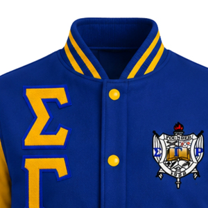 Chaqueta Bomber Corta de Satén para Mujer Sigma Gamma Rho, con Dobladillo Acanalado, Cierre Frontal con Cremallera, Prenda Casual y Elegante para Sororidad, con Logotipo Personalizado - Product Image 5