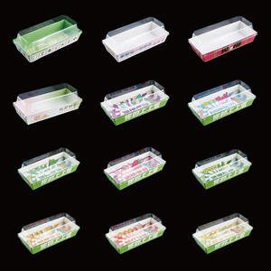 Boîte alimentaire <span class=keywords><strong>en</strong></span> <span class=keywords><strong>carton</strong></span> kraft <span class=keywords><strong>rigide</strong></span> transparente trapézoïdale personnalisable pour gâteaux, sushis et sandwichs - Product Image 3