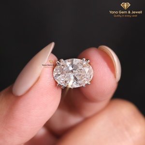 Colgante Clásico de Corte Ovalado para Mujer, Oro Sólido de 14K, Diamante Cultivado en Laboratorio CVD de 3.00 Quilates, Color F, Claridad VVS2, Certificado IGI - Product Image 4