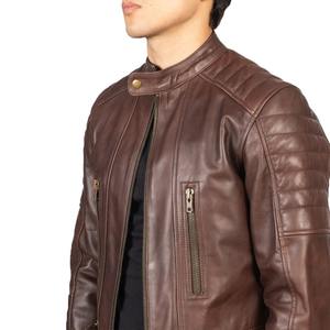 Chaquetas de cuero personalizadas OEM de alta resistencia para hombre, con cremallera frontal, bolsillos y logotipo personalizado. - Product Image 2