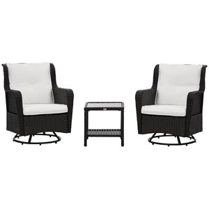 Set Bistrot Girevole a 360 Gradi Bianco Crema per Veranda e Patio 28.25x30.75x36.25 Pollici in Ferro per Ospedali e Impianti Sportivi - Product Image 1