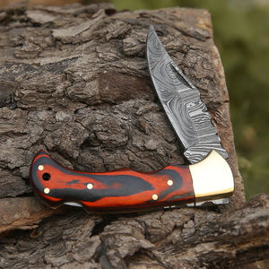 Cuchillo Plegable de Damasco Hecho a Mano con Construcción Duradera, Cuchillo de Bolsillo de Damasco con Fuerte Sistema de Bloqueo, Cuchillo Plegable de Damasco - Product Image 4