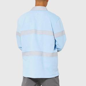 เสื้อรักบี้สีฟ้าอ่อนสำหรับมหาวิทยาลัย ลดราคาพิเศษ ดีไซน์ใหม่ปี 2026 ปักโลโก้ แขนยาว ทรงโอเวอร์ไซส์ - Product Image 3