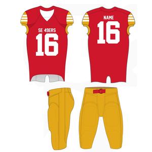 Ensemble de maillots de football américain sur mesure pour l'été, taille plus, col en V, manches courtes, sublimé, 100% polyester, évacuation de l'humidité - Product Image 4