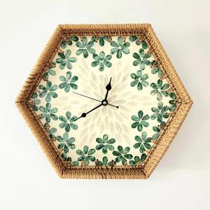 Modern decor hanging art premium quality weaving rattan clock wholesale prices <b>wall</b> clocks - Product Image 3