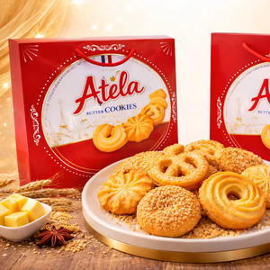 Wholesale 220G Fresh Butter <b>Cookies</b> Made from Natural Ingredients in Red Tin <b>Box</b> OEM ODM - Product Image 1