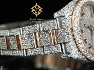 นาฬิกาข้อมือผู้หญิง Pahal Jewels ประดับเพชร ตัวเรือนสแตนเลสสตีล ดีไซน์หรูหรา สไตล์ฮิปฮอป ขนาด 40 มม. หน้าปัดทรงกลม ระบบอนาล็อก พร้อมฟังก์ชั่นวันที่ กลไกจักรกล - Product Image 5