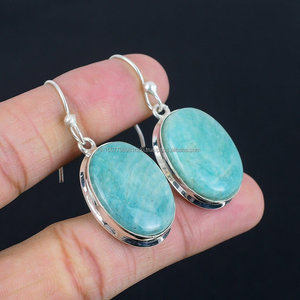 Pendiente de Plata de Ley 925 Amazonita Pendiente de piedras preciosas genuinas Joyería de plata hecha a mano Pendiente Regalo para ella - Product Image 2