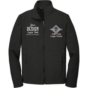 2025 Chaquetas de exterior con texto de logotipo bordado personalizado para hombres J901 Soft Shell Zip up con características colectivas - Product Image 3